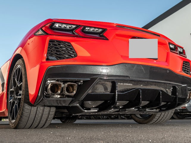 2020-Up Corvette C8 STINGRAY & Z51 | CARBON FLASH 3Pcs Rear Bumper *ADD-ON* Diffuser Lip